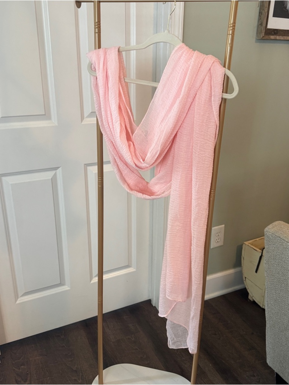 Light Pink Crinkle Scarf - Soft Sheer Wrap